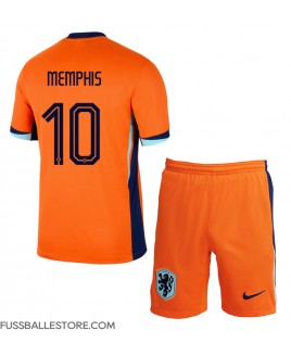 Günstige Niederlande Memphis Depay #10 Heimtrikotsatz Kinder EM 2024 Kurzarm (+ Kurze Hosen)